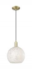 Innovations Lighting 716-1P-AB-G1216-10WM - White Mouchette - 1 Light - 10 inch - Antique Brass - Cord hung - Mini Pendant