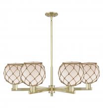 Innovations Lighting 716-6CR-AB-G121-8RB - Farmhouse Rope - 6 Light - 38 inch - Antique Brass - Stem hung - Chandelier