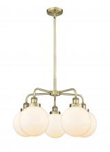 Innovations Lighting 916-5CR-AB-G201-8 - Beacon - 5 Light - 27 inch - Antique Brass - Chandelier
