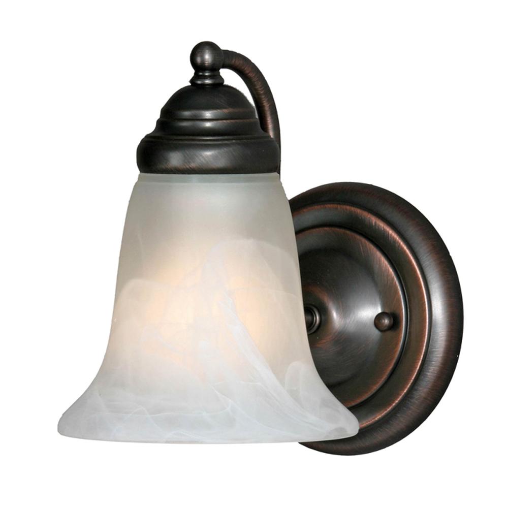 One Light Oil Rubbed Bronze Marbled Glass Wall Light