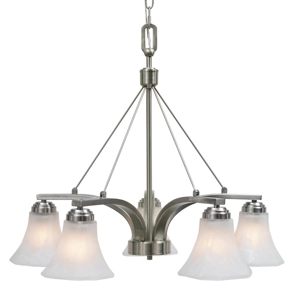 Eight Light Pewter Chiseled Marble Glass Down Chandelier