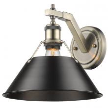 Golden 3306-1W AB-BLK - Orwell 1-Light Wall Sconce in Aged Brass with Matte Black