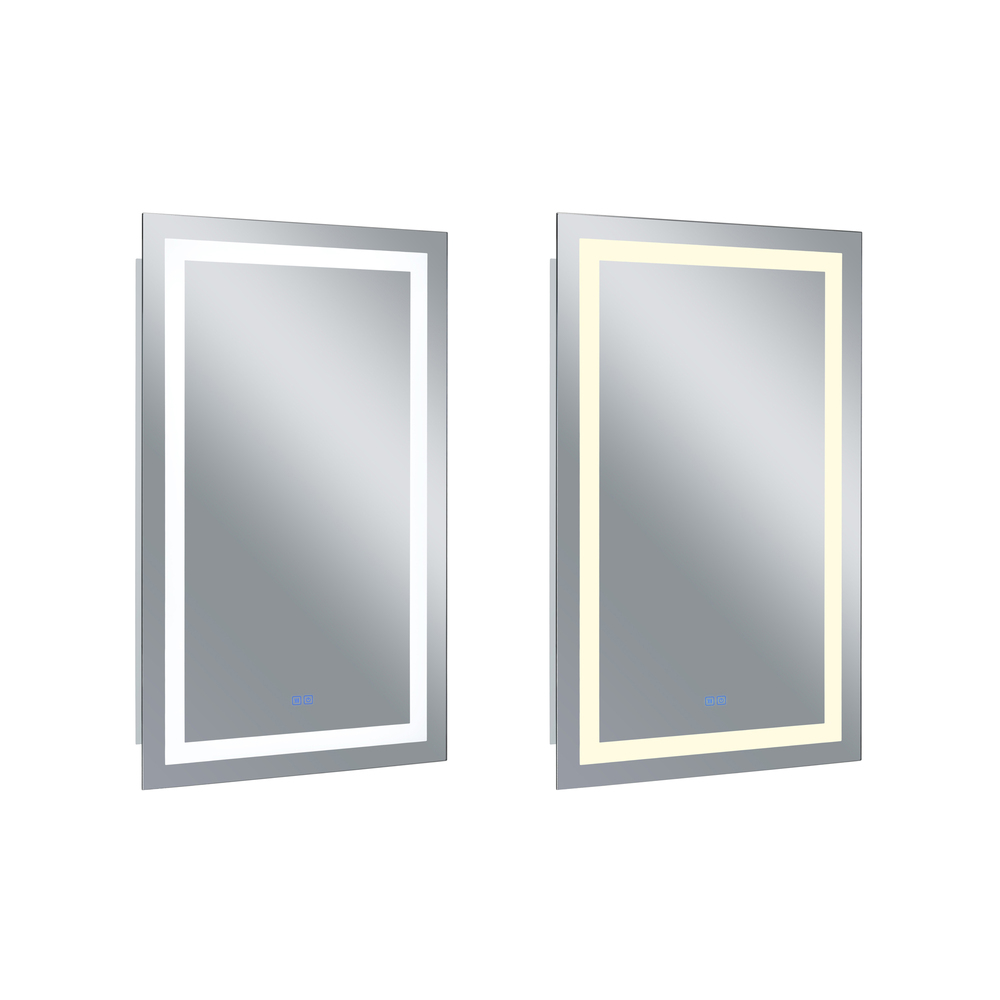 Abril Rectangle Matte White LED 30 in. Mirror From our Abril Collection