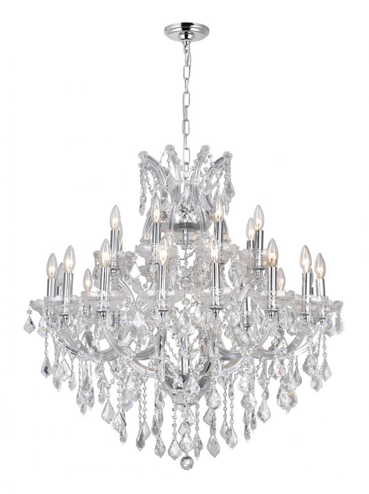 Maria Theresa 25 Light 36in Chrome Up Chandelier with Crystals