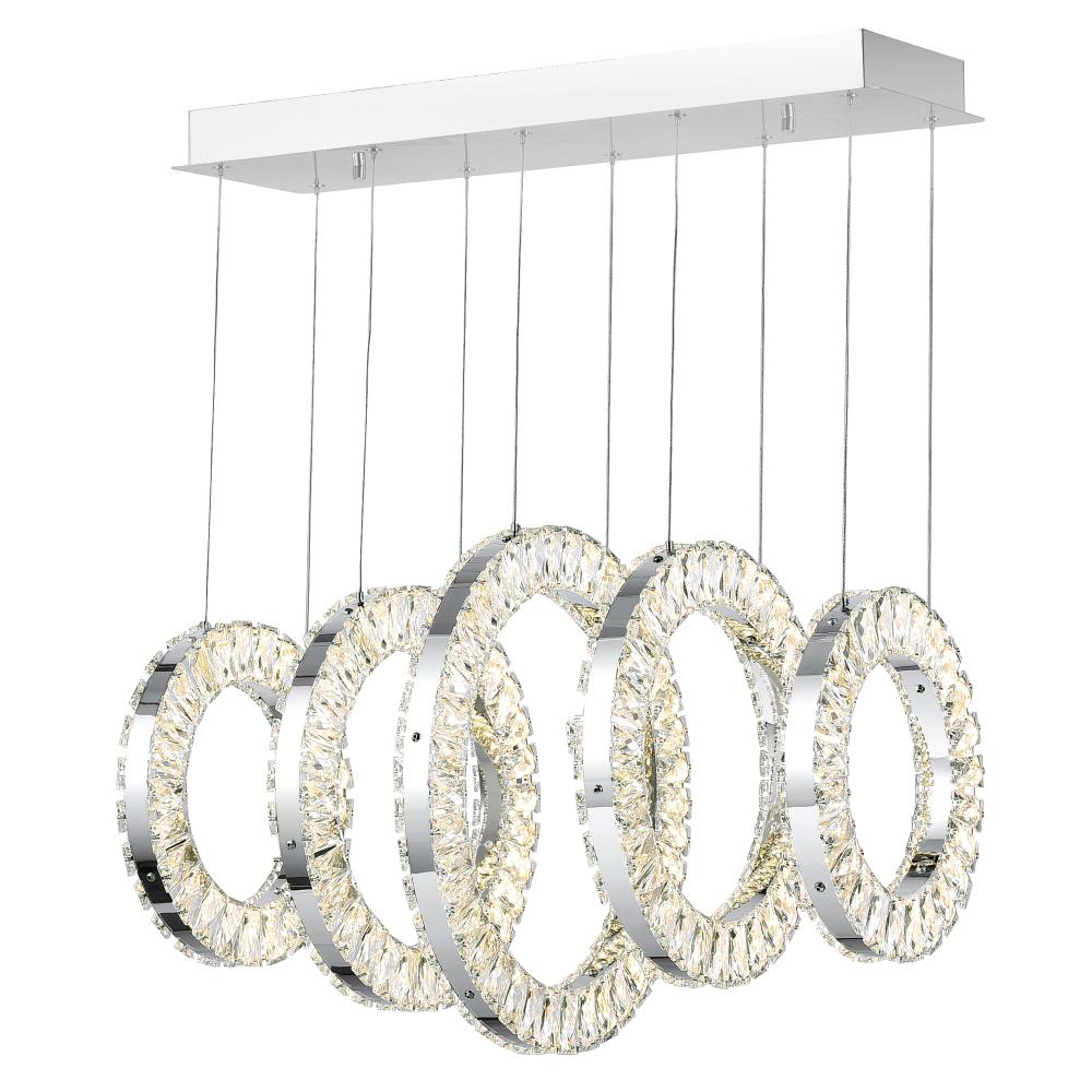 Celina Integrated LED 26in 5 Ring Chrome Chandelier