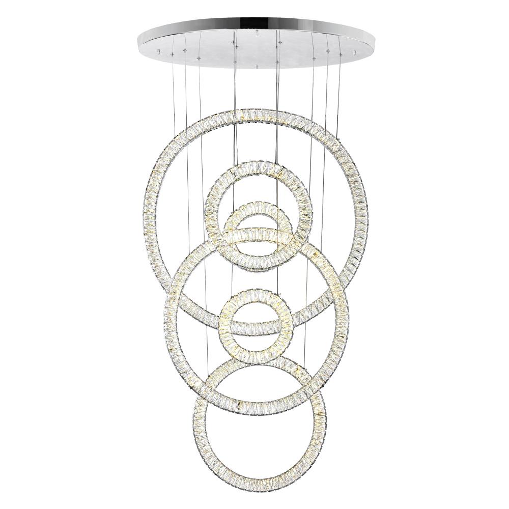 Celina Integrated LED 34in 6 Ring Chrome Chandelier