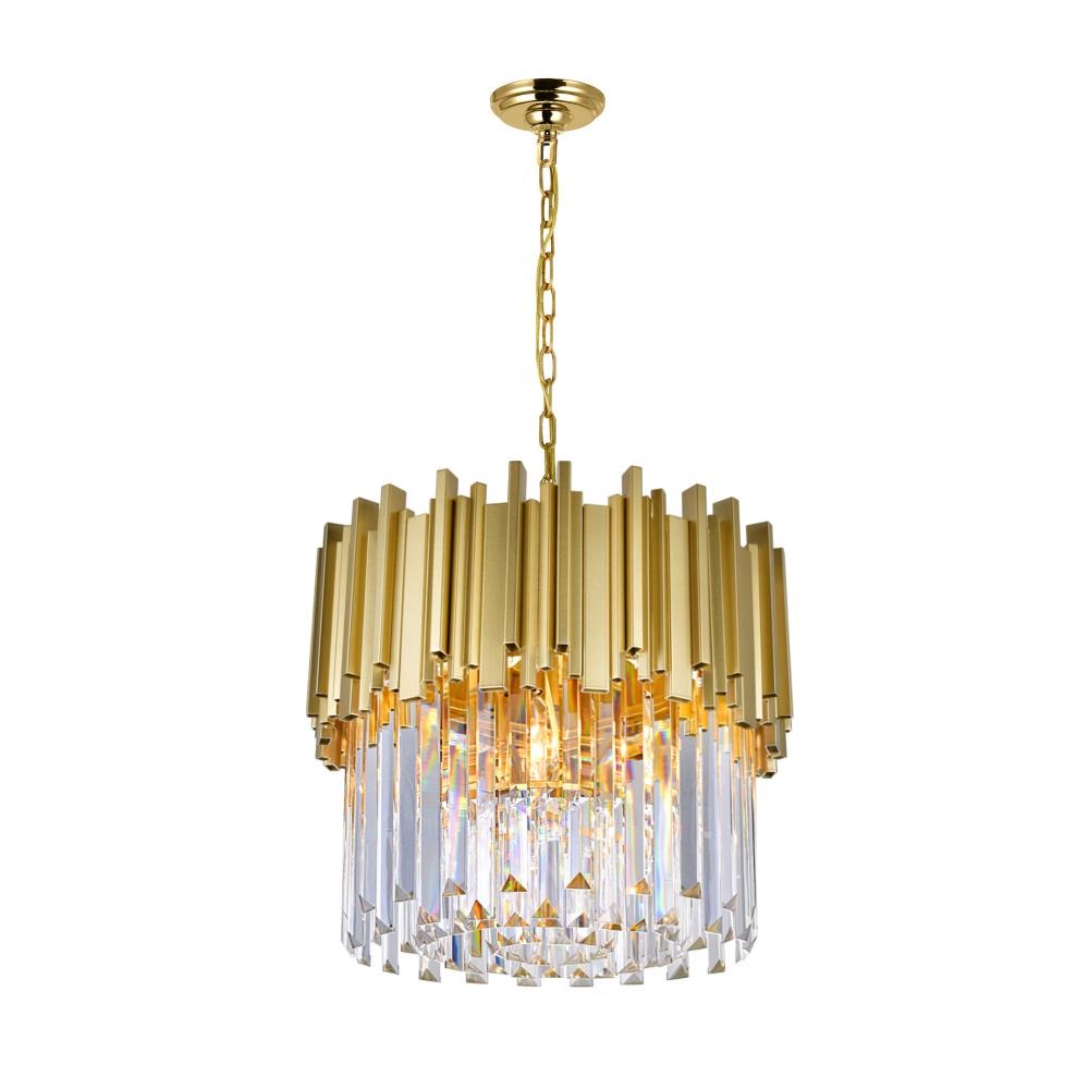 Deco 4 Light Medallion Gold Down Chandelier