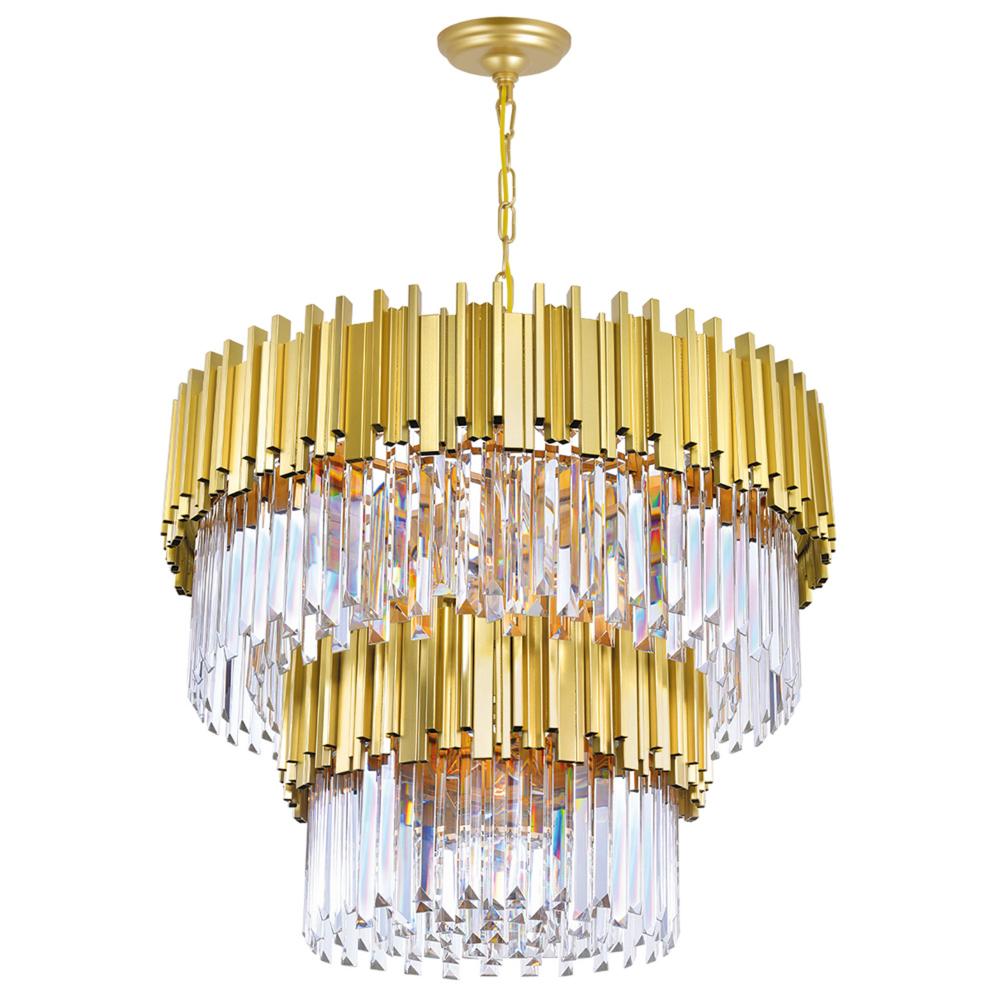 Deco 12 Light Medallion Gold Down Chandelier
