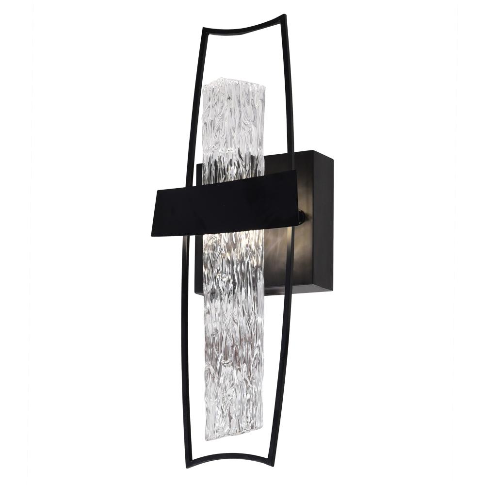 Guadiana Integrated LED 5in Black Wall Light with Handcrafted Glass