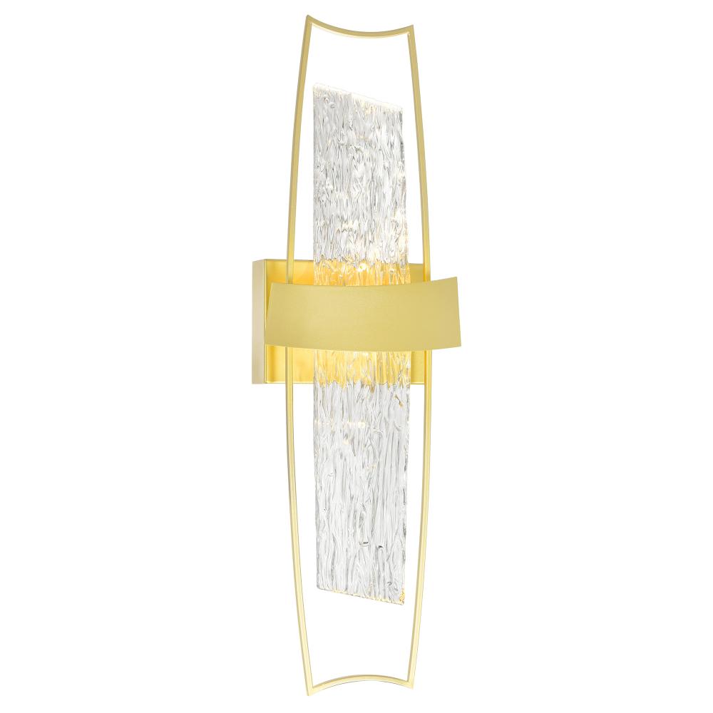 Guadiana Integrated LED 8in Satin Gold Wall Light with Handcrafted Glass