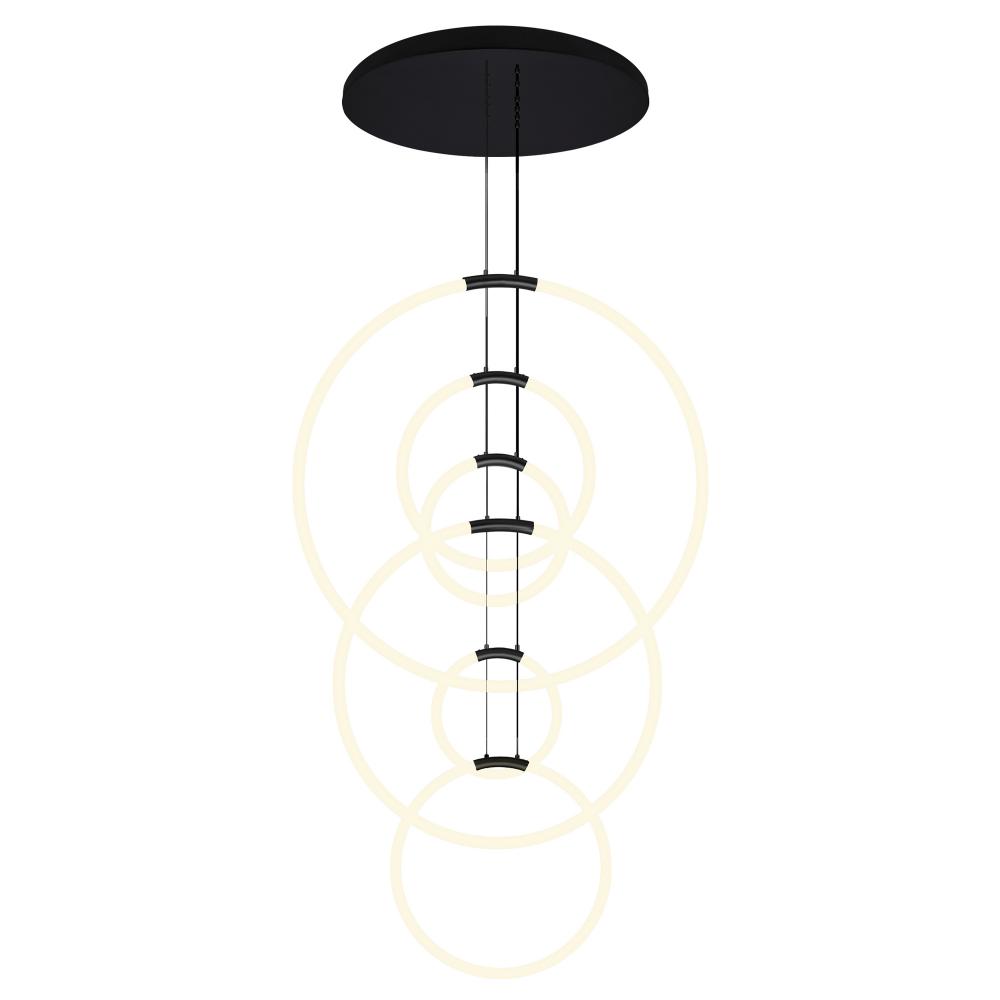 Hoops Integrated LED 35in 6 Ring Black Chandelier