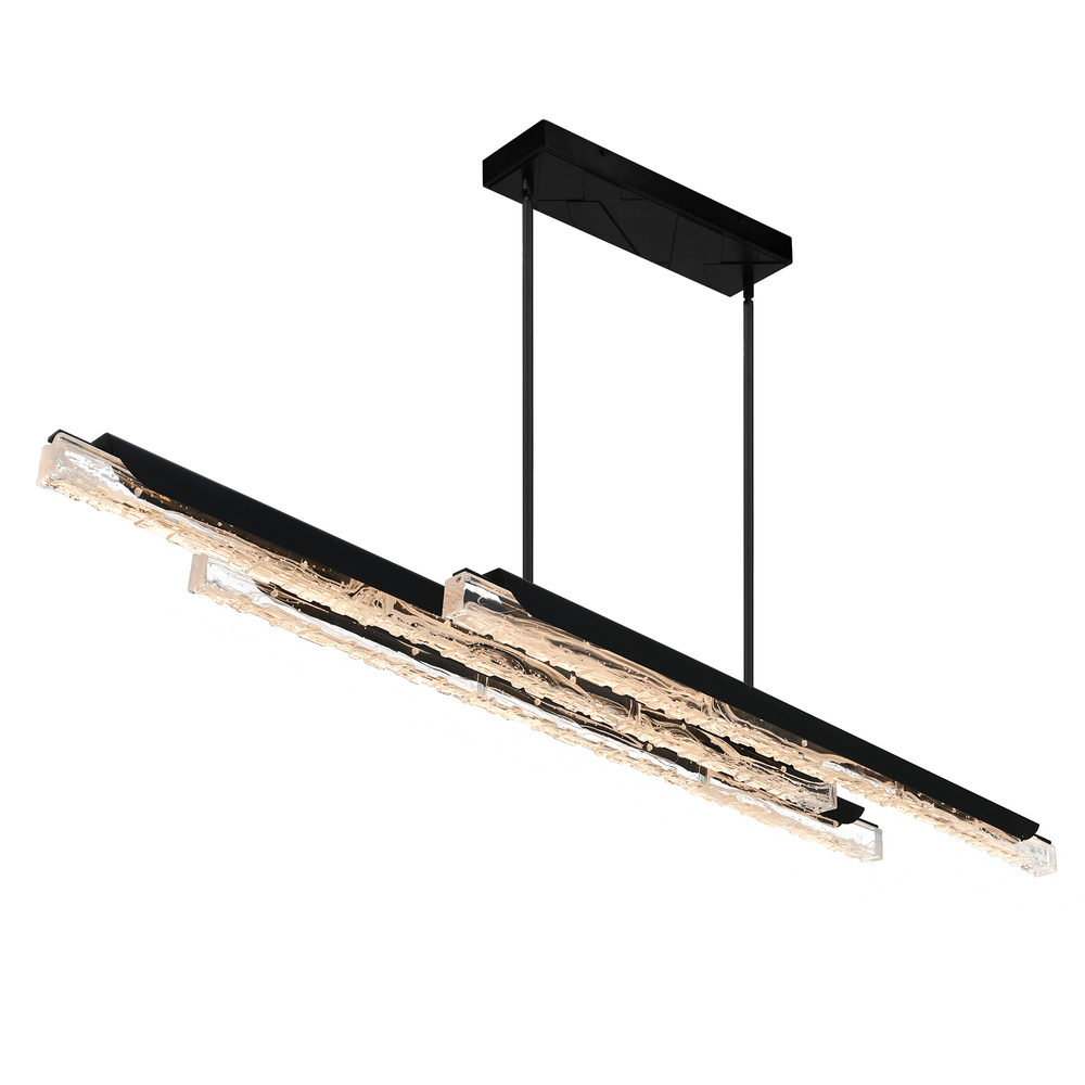 Valira Integrated LED 60in Black Chandelier with Handcrafted Glass