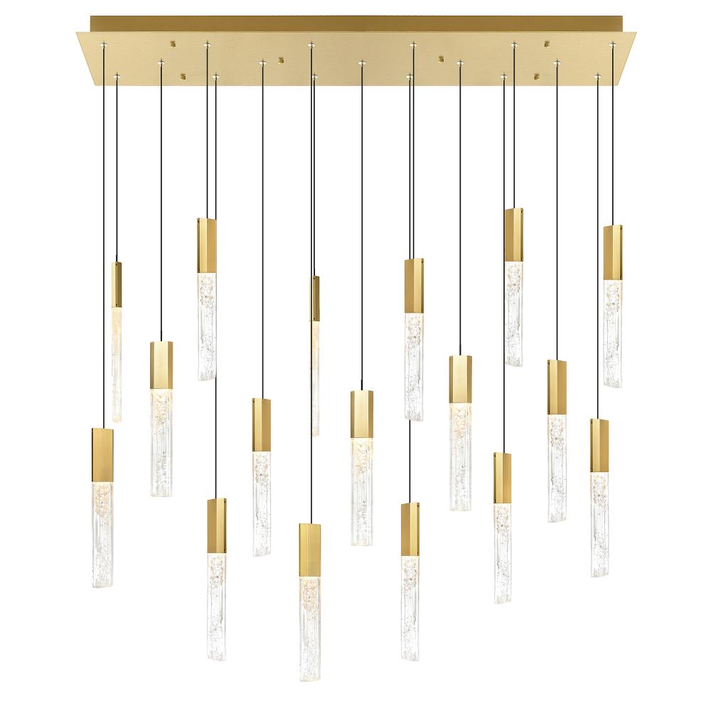 Greta Integrated LED 48in Brass Chandelier with Handcrafted Glass
