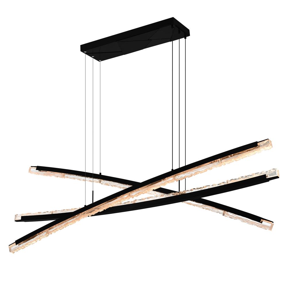 Saber Integrated LED 70in Black Chandelier with Handcrafted Glass