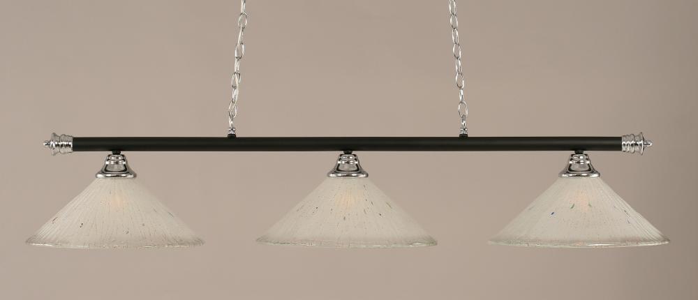 Three Light Frosted Crystal Glass Chrome/matte Black Pool Table Light