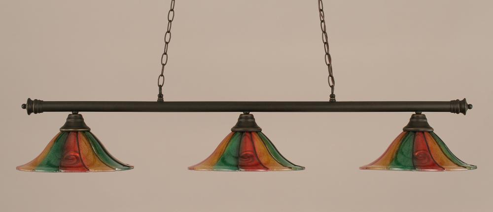 Three Light Dark Granite Mardi Gras Glass Pool Table Light