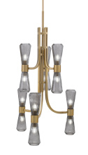 Toltec Company 4846-NAB-882 - Everleigh 12 Light Chandelier Shown in New Age Brass Finish with 4" Smoke Glass