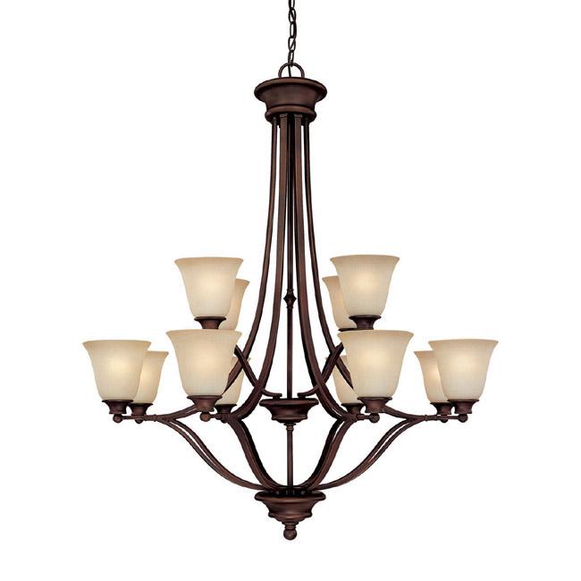 Twelve Light Burnished Bronze Up Chandelier