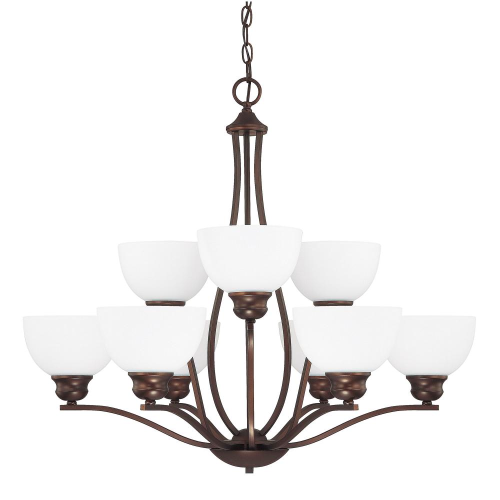 Nine Light Burnished Bronze Up Chandelier