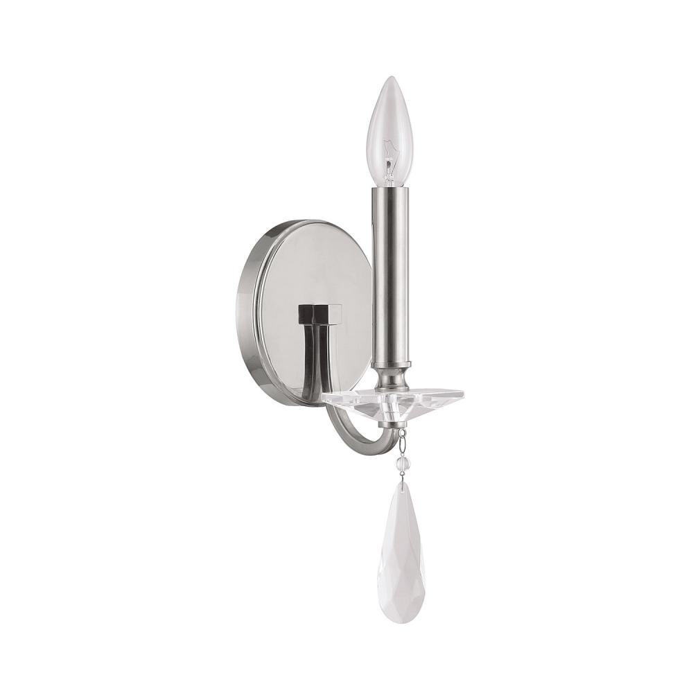 One Light Polished Nickel Wall Light