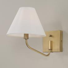 Capital 656611AD-714 - 1-Lt Swivel Armed Sconce in Aged Brass & Tapered White Fabric Shade w/ Optional Plug-in & Cord Cover