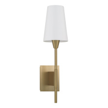 Capital 660811AD-718 - 6" W x 23" H 1-Light Wallchiere Sconce in Aged Brass with White Fabric Shade
