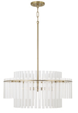 Capital 358741AD - 24" W x 17.25" H 4-Light Tiered Pendant in Aged Brass with Clear and Etched Glass Tubes