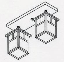 Arroyo Craftsman MCM-5/2TAM-P - 5" mission 2 light ceiling mount with T-bar overlay