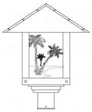 Arroyo Craftsman TRP-16PTAM-BZ - 16" timber ridge post mount with palm tree  filigree