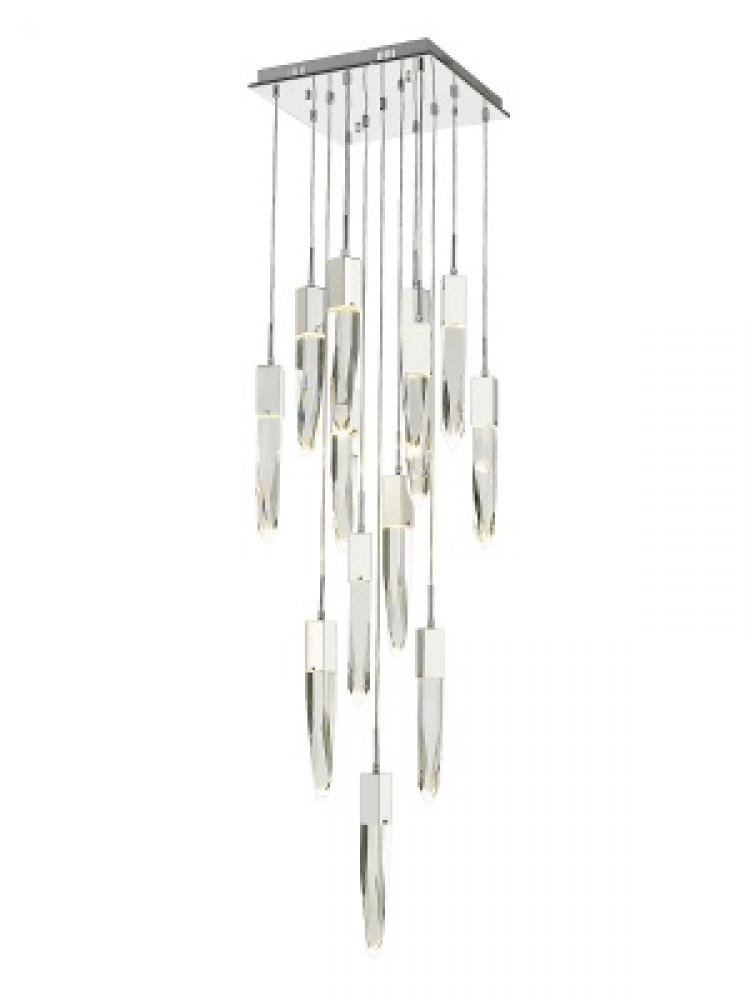 Aspen  13 Light Multi  Pendant in Polished Chrome with Clear Crystal
