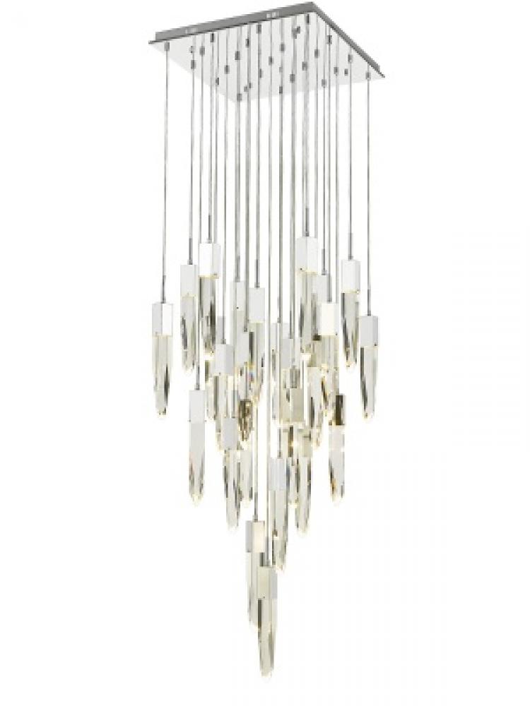 Aspen  25 Light Multi  Pendant in Polished Chrome with Clear Crystal
