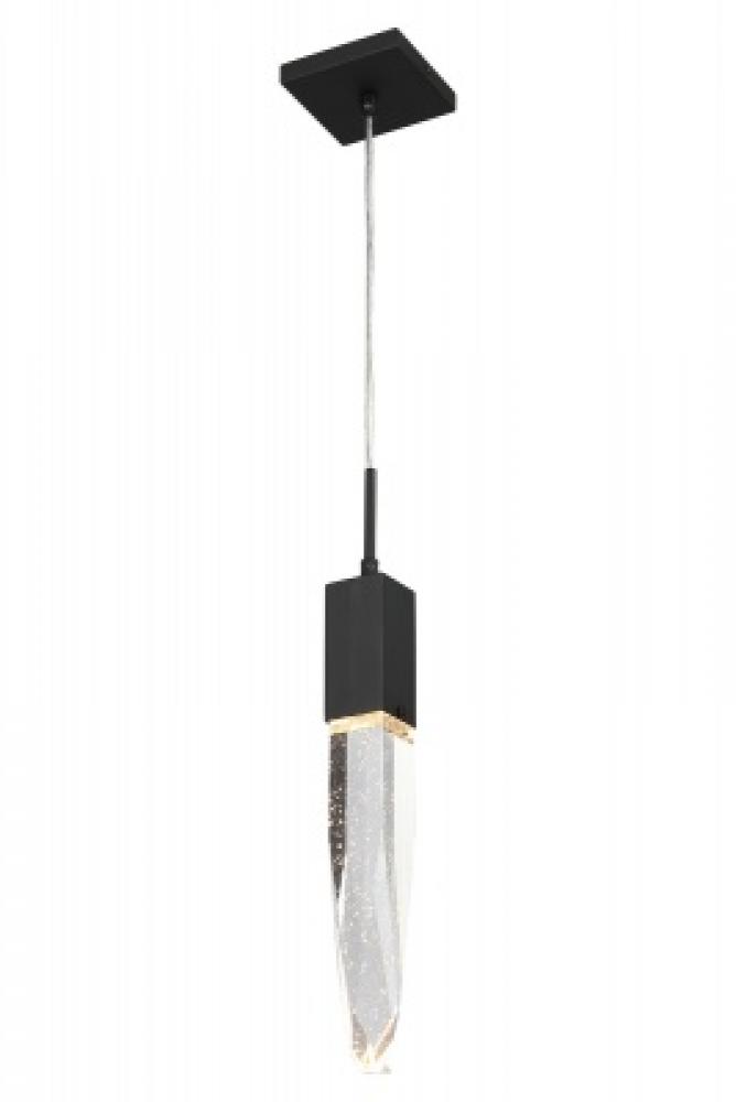 Aspen Collection Single Pendat in Black with Bubbled Crystal