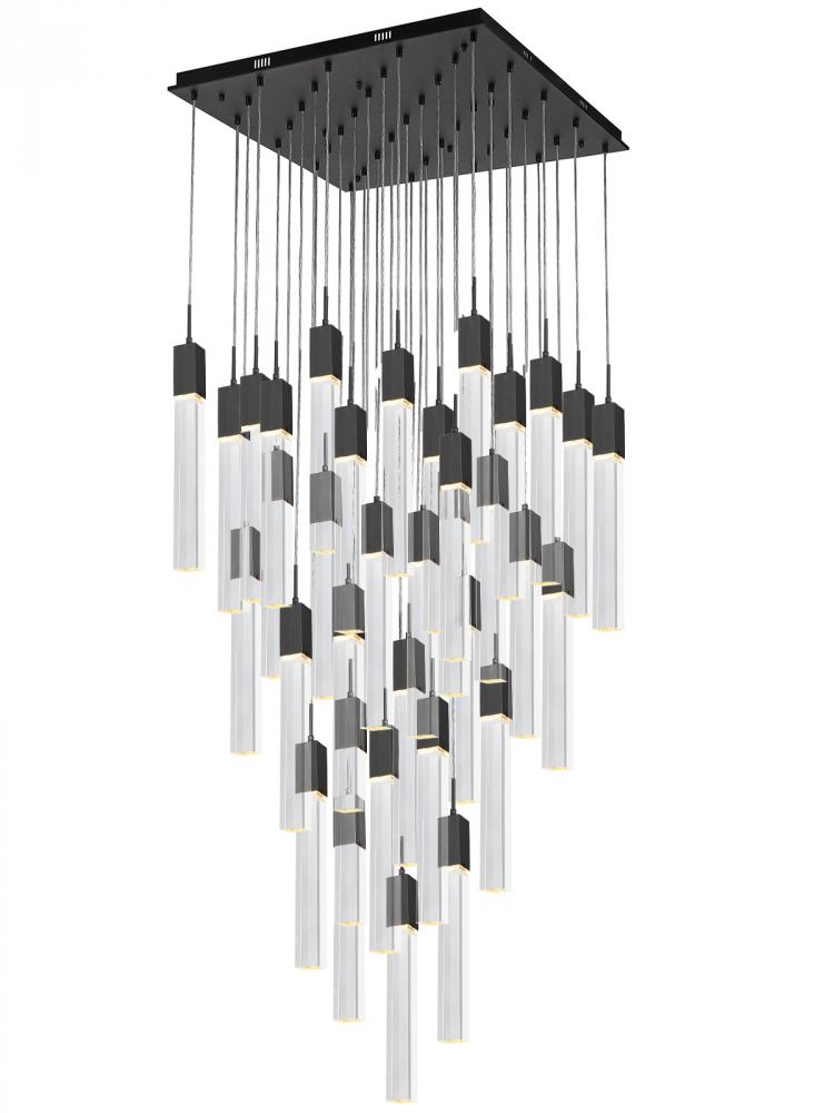 The Original Glacier Collection 41 Light Multi Pendant in Black with Clear Crystal