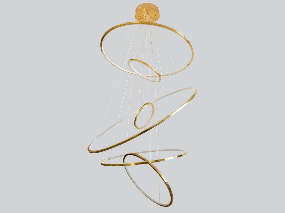 Aria 48" LED  6-Ring Multi Pendant in Polished Brass