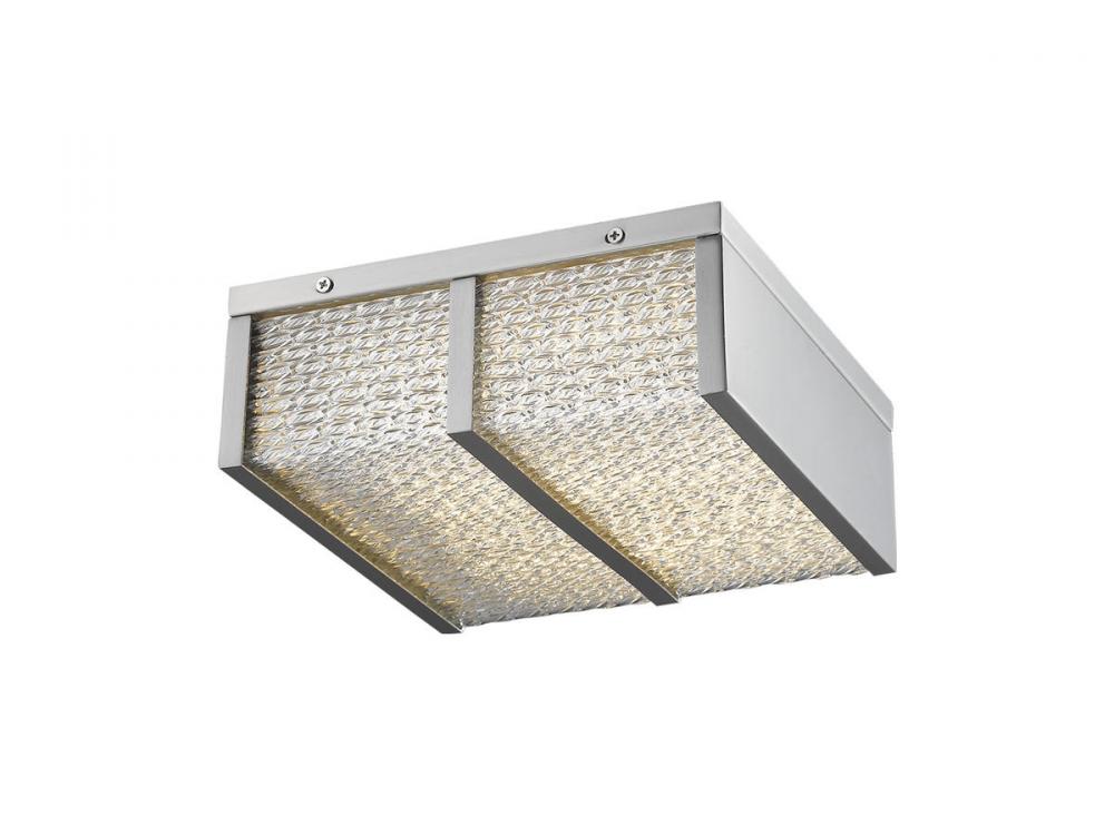 Cermack St. 10"  Square Flush Mount in Brushed Nickel with Textured Glass