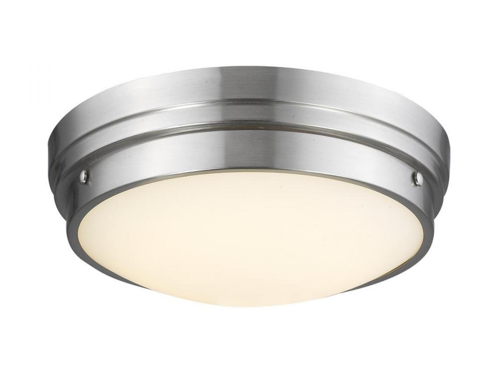 Cermack St. 13&#34; Round Flush Mount in Brushed Nickel with Frosted Glass