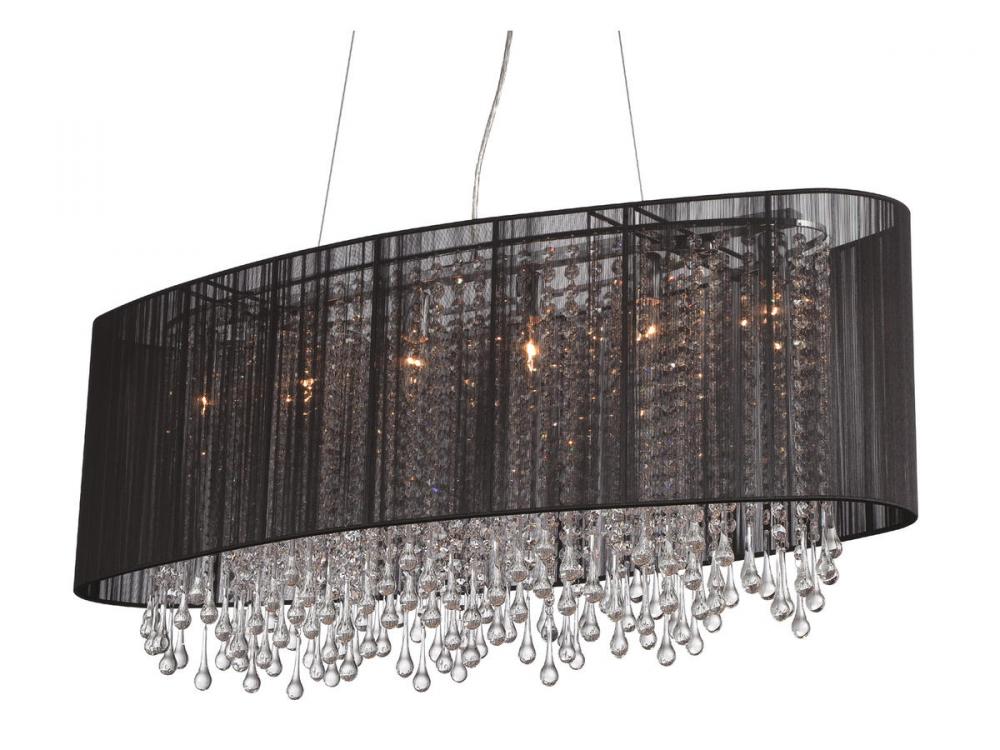 Beverly Dr.39 &#34;  Oval Chandelier with Black Silk String Shade