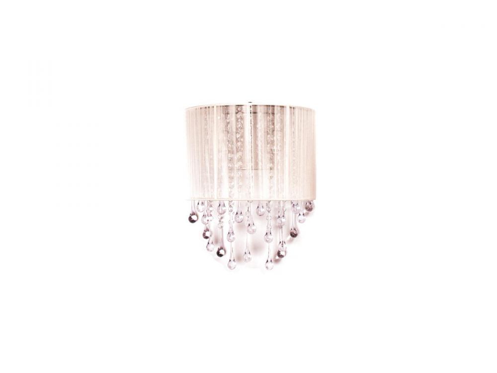 Beverly Dr. 12" WalL  Sconce with White Silk String Shade with Crystal Accent