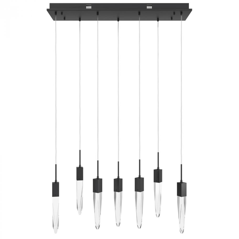 Aspen  7 Light Multi  Pendant in Black with Clear Crystal