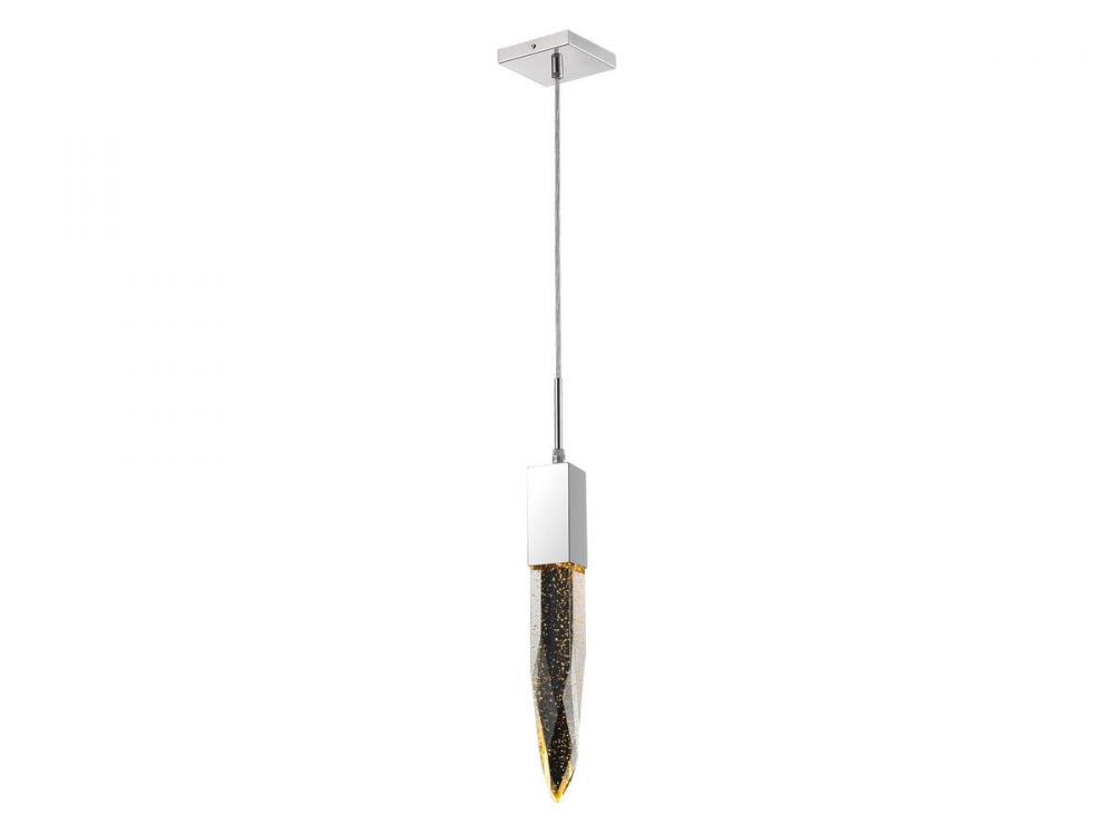 Aspen Collection Single Pendat in Polished Chrome with Bubbled Crystal