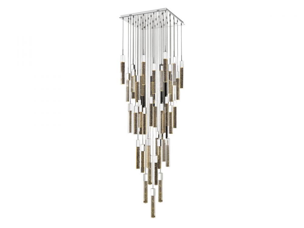 The Original Glacier Collection 41 Light Multi Pendant in Polished Chrome with Bubbled Crystal