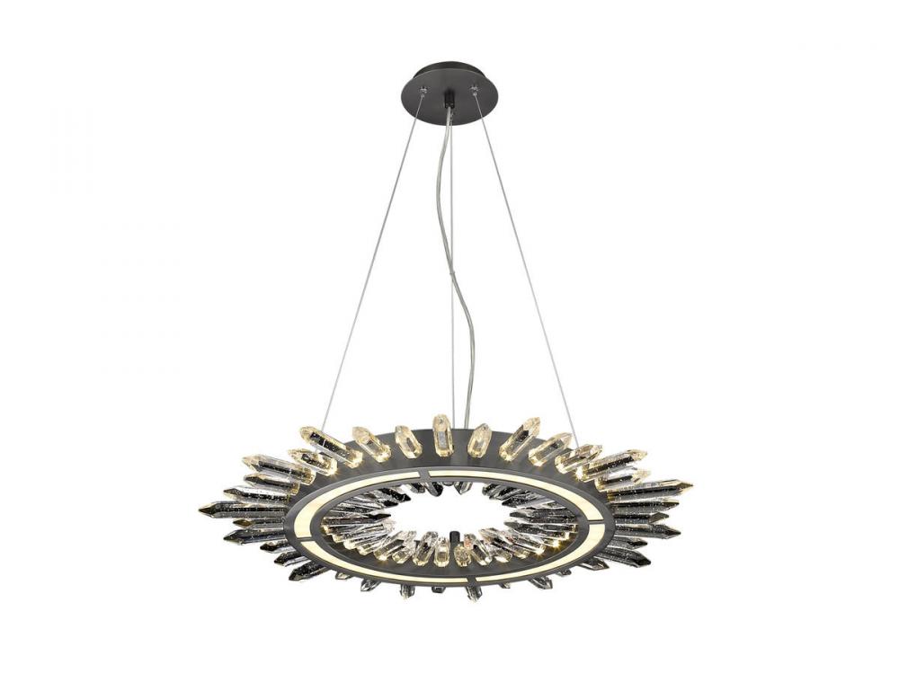 Aspen 34" LED  Pendant in Dark Bronze with Bubbled Crystal Accent