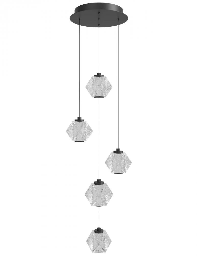 Beluga 5-Light Multi Pendant in Black with Acrylic Faceted Spheres