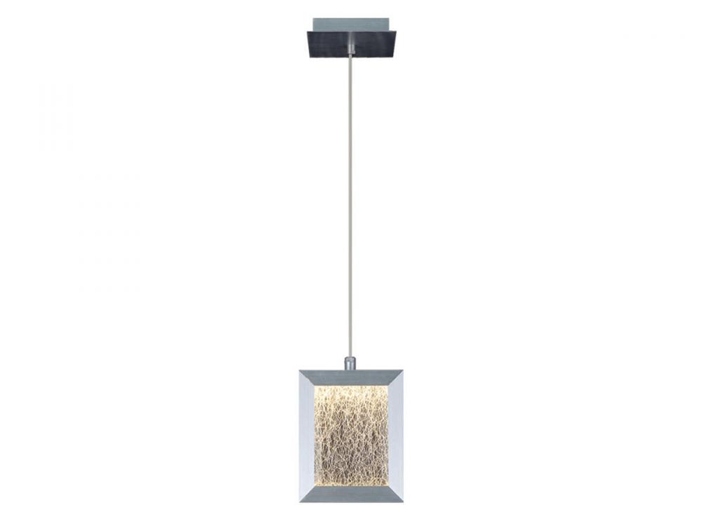 Brentwood 8" Rectagular Pendant in Brushed Aluminum with Textured Glass