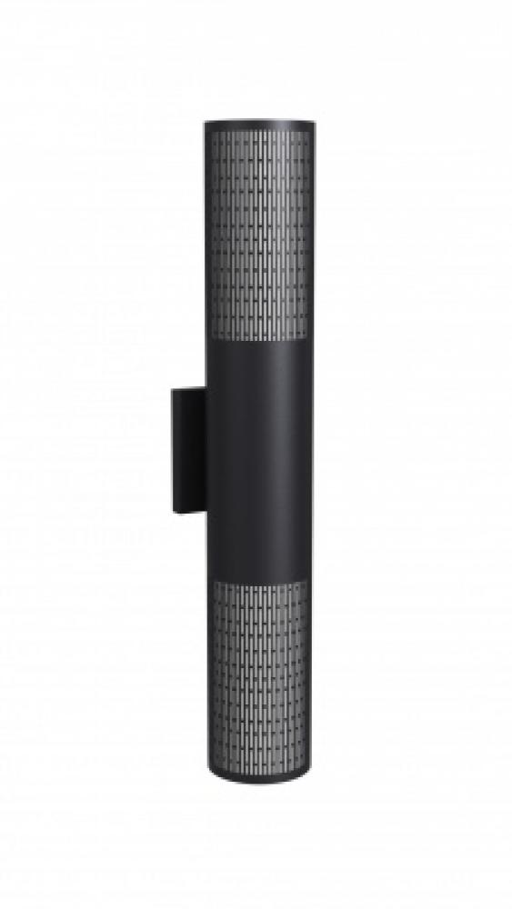 Avenue Outdoor 24" Cylindrical Sconce with  Perforated Grid Black Frame