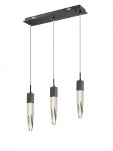 Avenue Lighting HF1900-3-AP-BK - Aspen  32" Linear  Multi  Pendant in Black and Bubbled Crystal