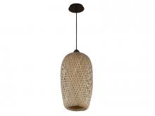 Avenue Lighting HF1002-BW - Tulum 13"  Bamboo Wicker Pendant with Black Accents