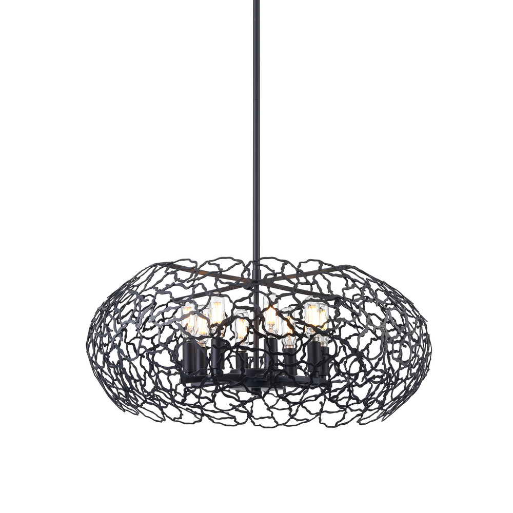 Helios 22" 8-Light, Organic Oval Chandelier in Matte Black