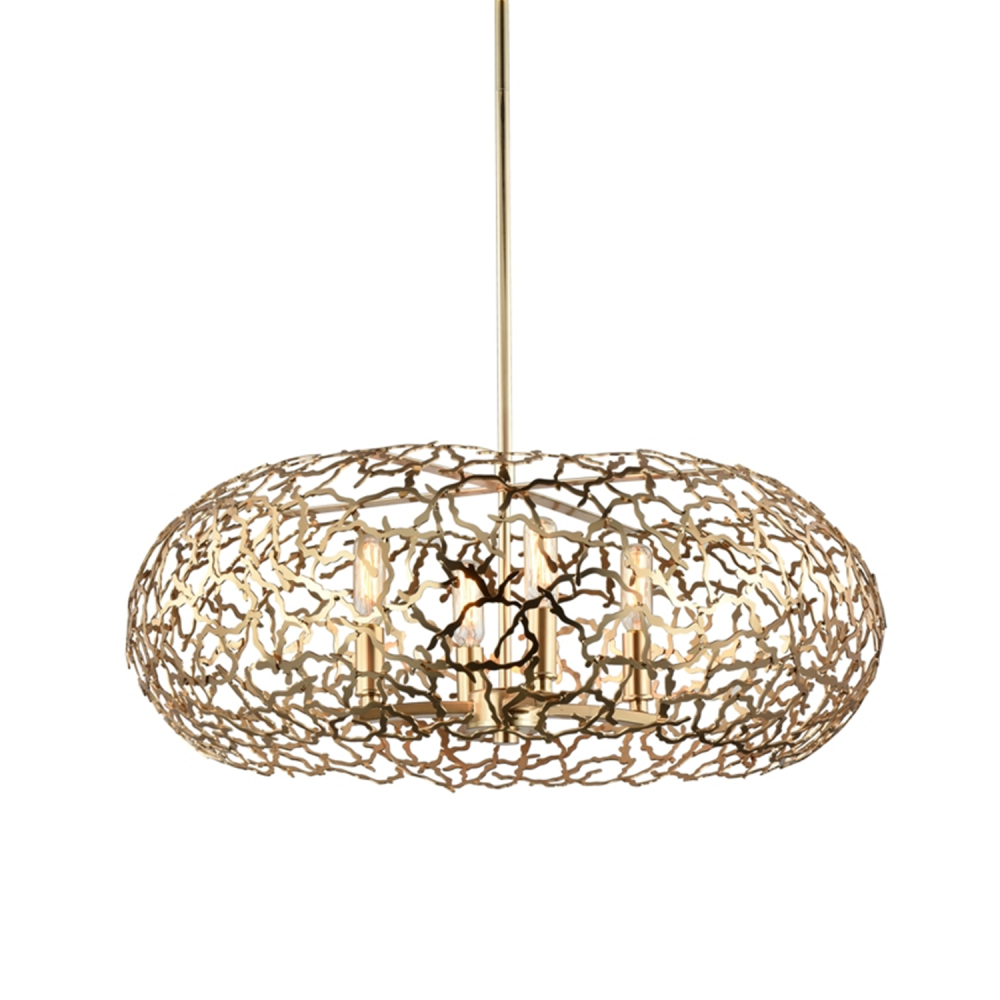 Helios 22" 8-Light, Organic Oval Chandelier in Satin Gold
