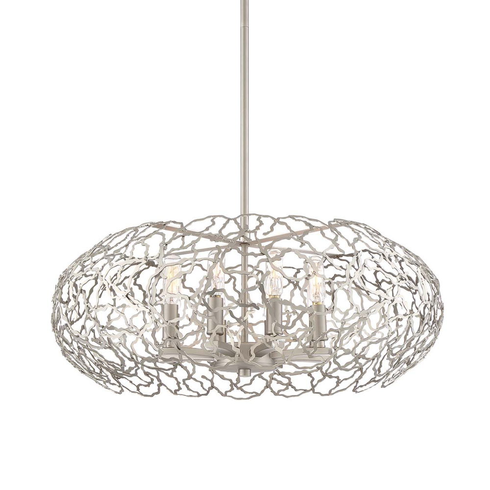 Helios 22" 8-Light, Organic Oval Chandelier in Satin Nickel